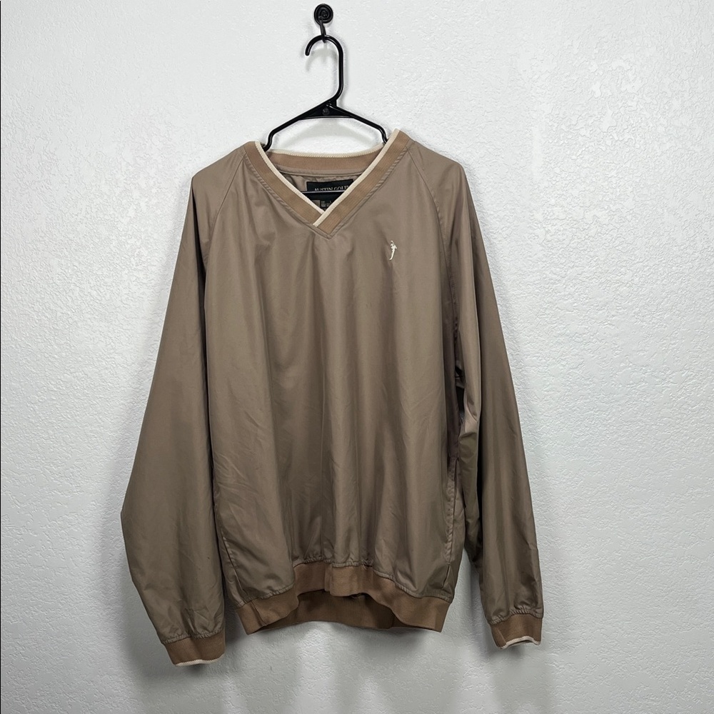 Austin Golf Light Brown Pullover Long Sleeve Golf Windbreaker Sz L Casual TC0412